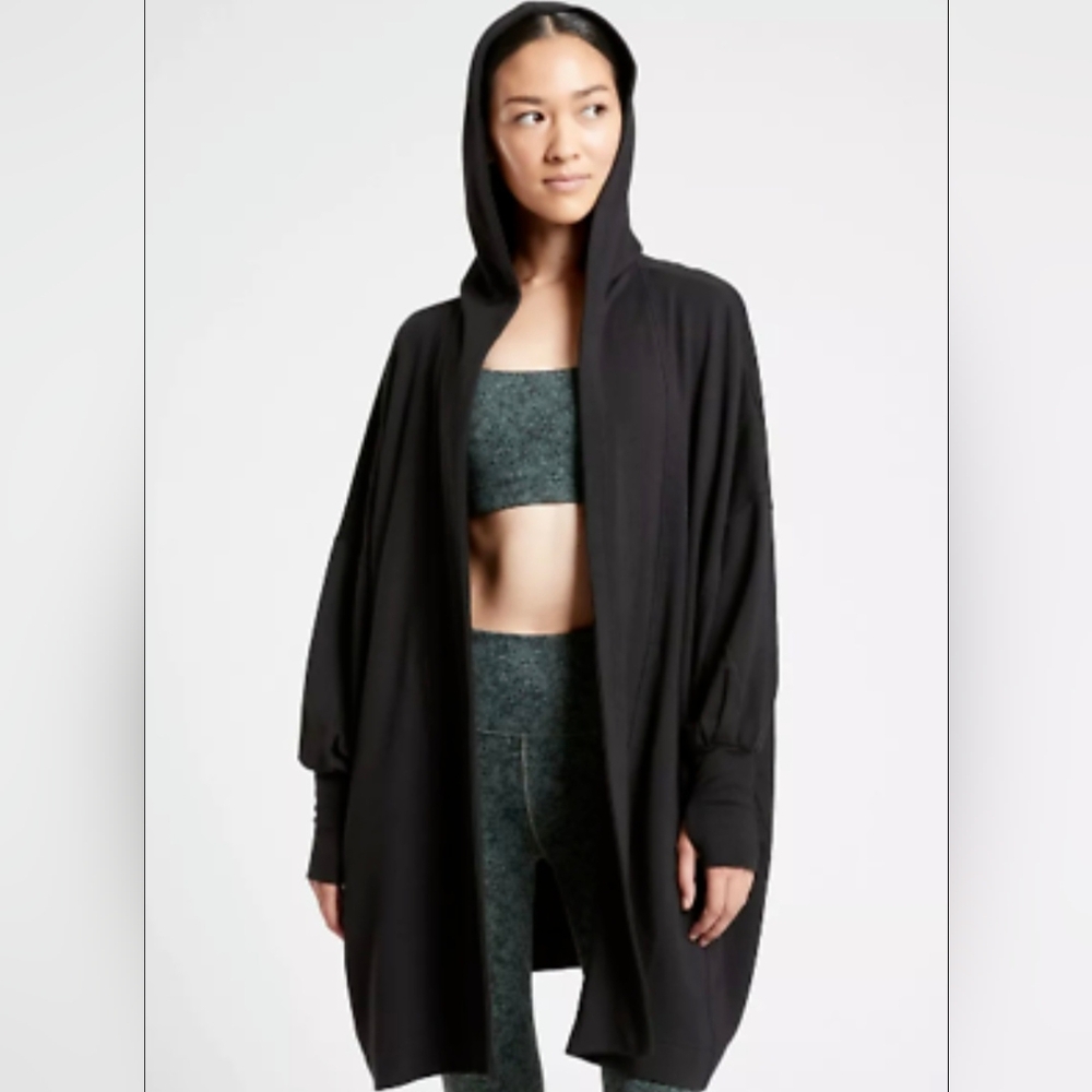 ATHLETA Mantra Wrap Black Hooded Women's Jacket Size Medium
